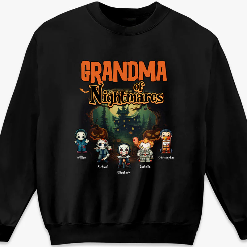 Grandma Of Nightmares - Family Personalized Custom Unisex T-shirt, Hoodie, Sweatshirt - Halloween Gift For Grandma - Image 4