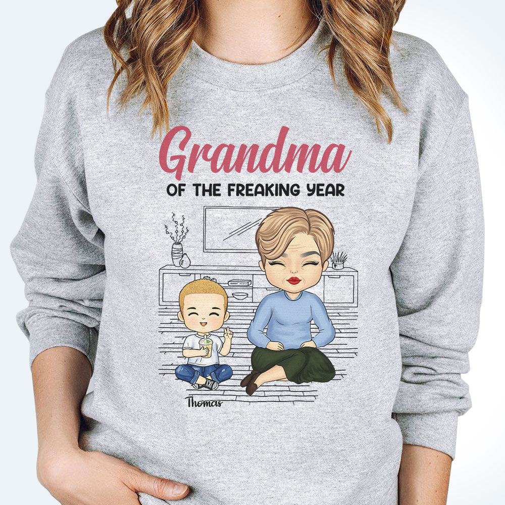 Grandma Of The Freaking Year - Personalized Unisex T-shirt, Hoodie, Sweatshirt - Gift For Grandma, Grandparents - Image 3