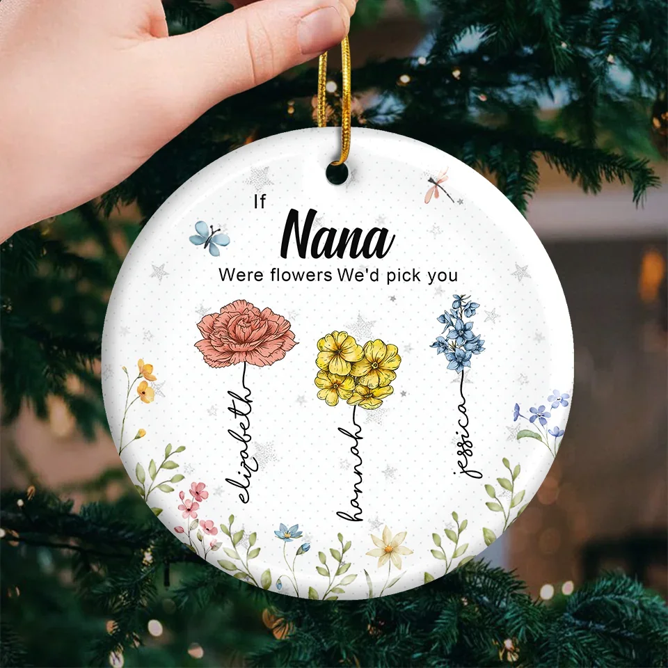 Grandma, Thanks For Helping Me Grow - Family Personalized Custom Ornament - Ceramic Round Shaped - Christmas Gift For Mom, Grandma - Image 3