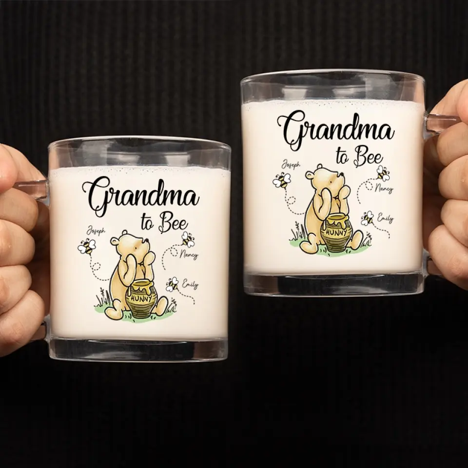 Grandma To Bee - Family Personalized Custom Glass Mug - Gift For Mom, Grandma - Image 4