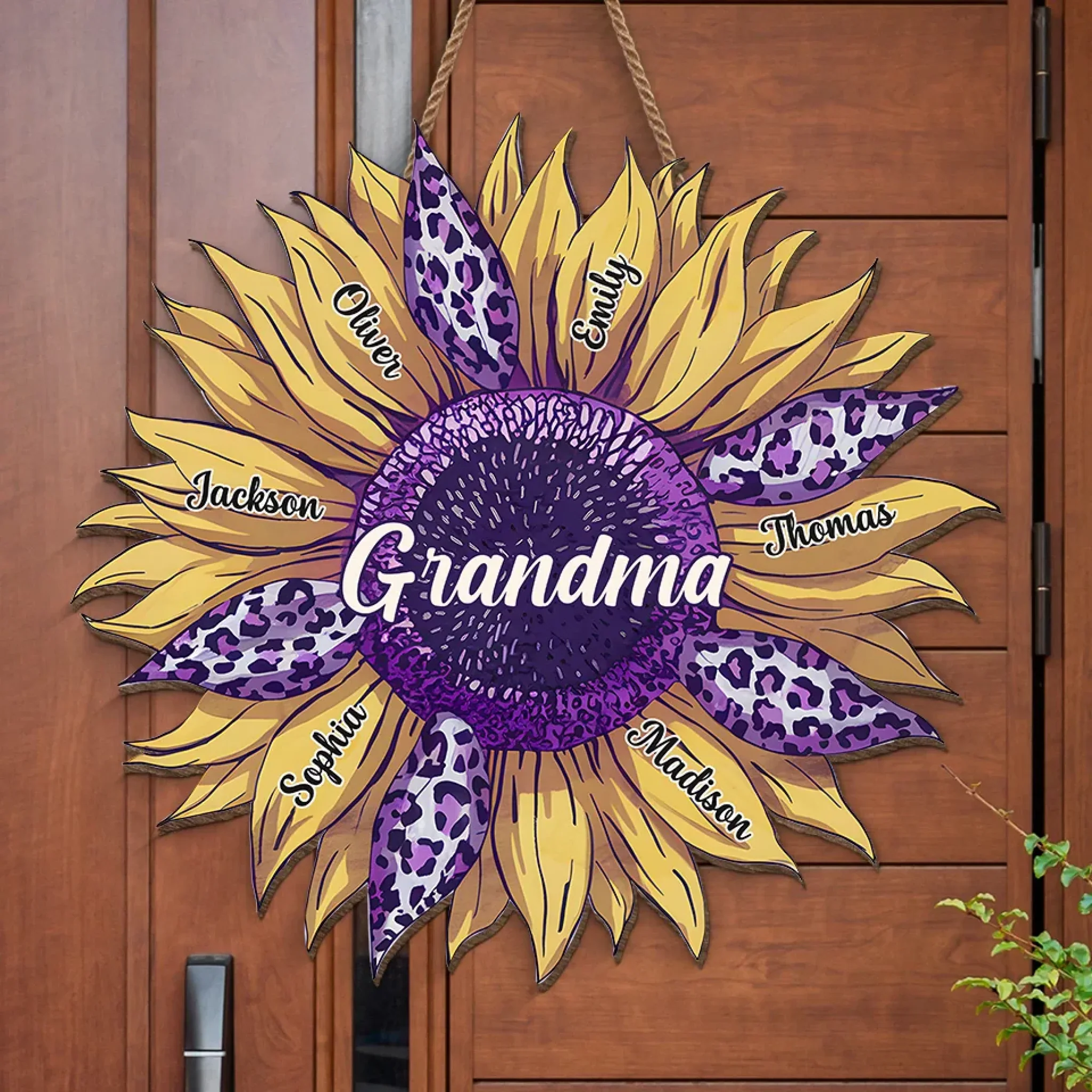 Grandma, Your Love Is The Seed Of My Happiness - Family Personalized Custom Shaped Home Decor Wood Sign - House Warming Gift For Mom, Grandma - Image 3