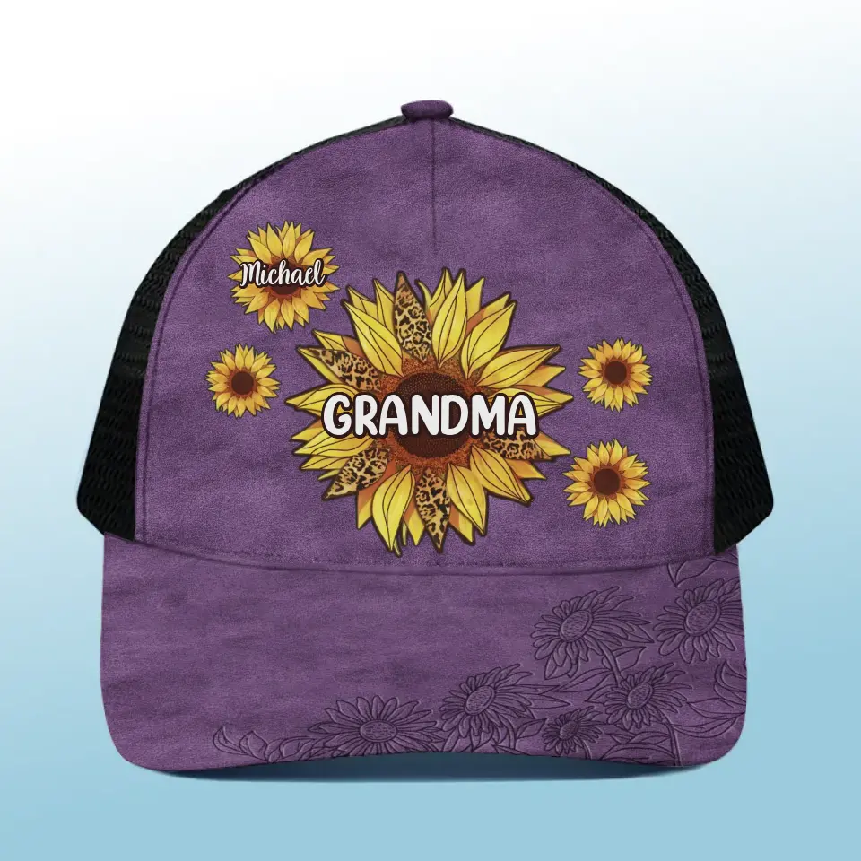 Grandmas Are Moms With Lots Of Frosting - Family Personalized Custom Mesh-back Baseball Cap, Baseball Trucker Cap - Gift For Mom, Grandma - Image 3