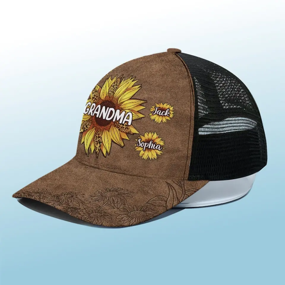 Grandmas Are Moms With Lots Of Frosting - Family Personalized Custom Mesh-back Baseball Cap, Baseball Trucker Cap - Gift For Mom, Grandma - Image 4