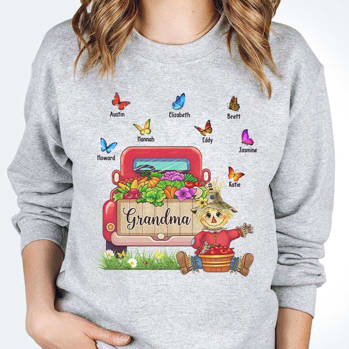 Grandma's Butterfly Garden - Personalized Custom Unisex T-Shirt, Hoodie, Sweatshirt - Gift For Grandma, Grandparents, Halloween Gift - Image 3