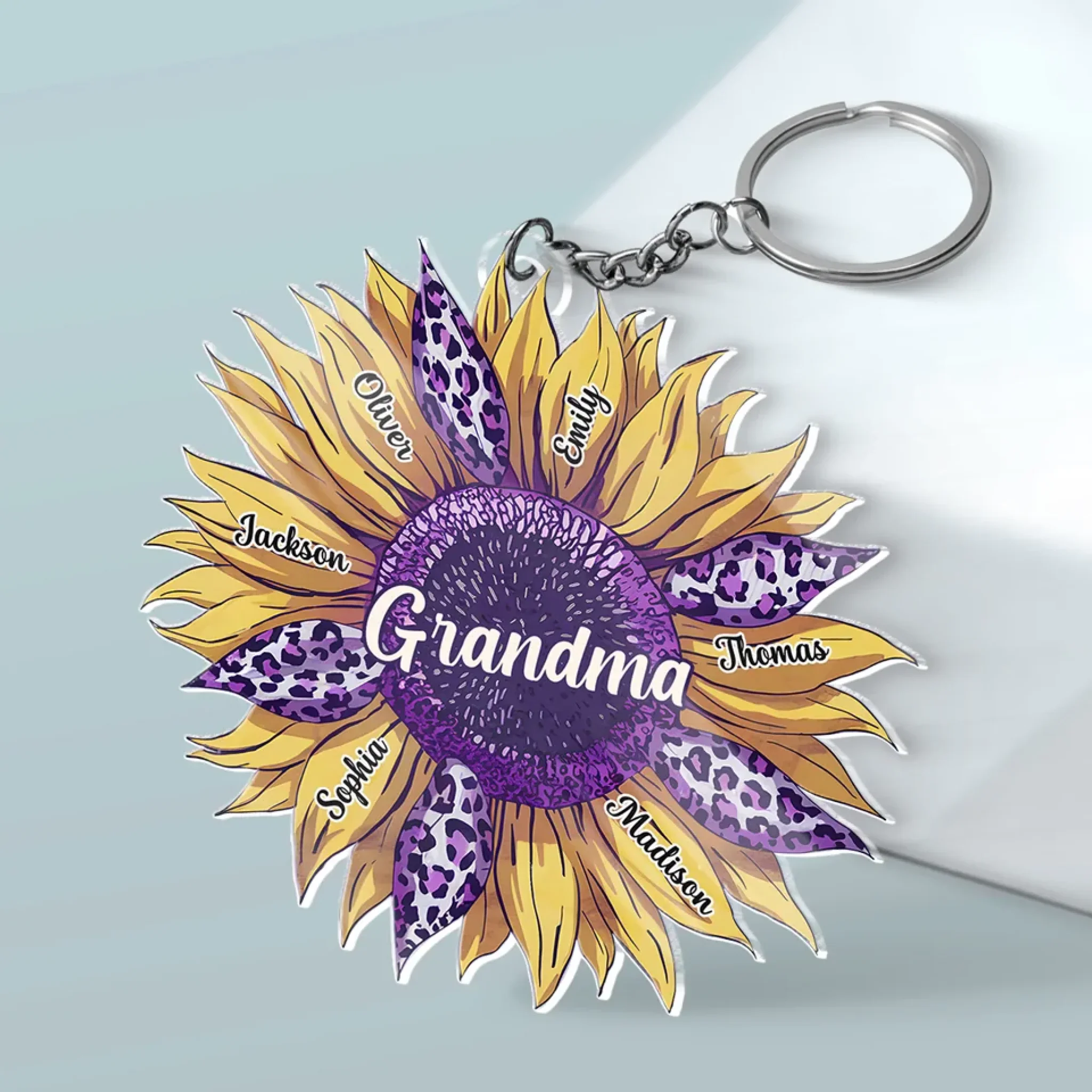 Grandmas Fill Our Hearts With Love - Family Personalized Custom Shaped Acrylic Keychain - Gift For Mom, Grandma - Image 3