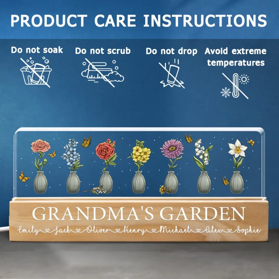 Grandma's Garden - Family Personalized Custom Acrylic Letters 3D LED Night Light - Gift For Mom, Grandma - Image 5