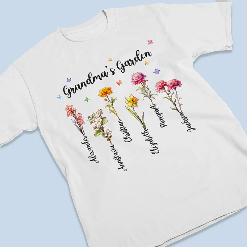 Grandma's Garden - Family Personalized Custom Unisex T-shirt, Hoodie, Sweatshirt - Birthday Gift For Grandma - Image 2