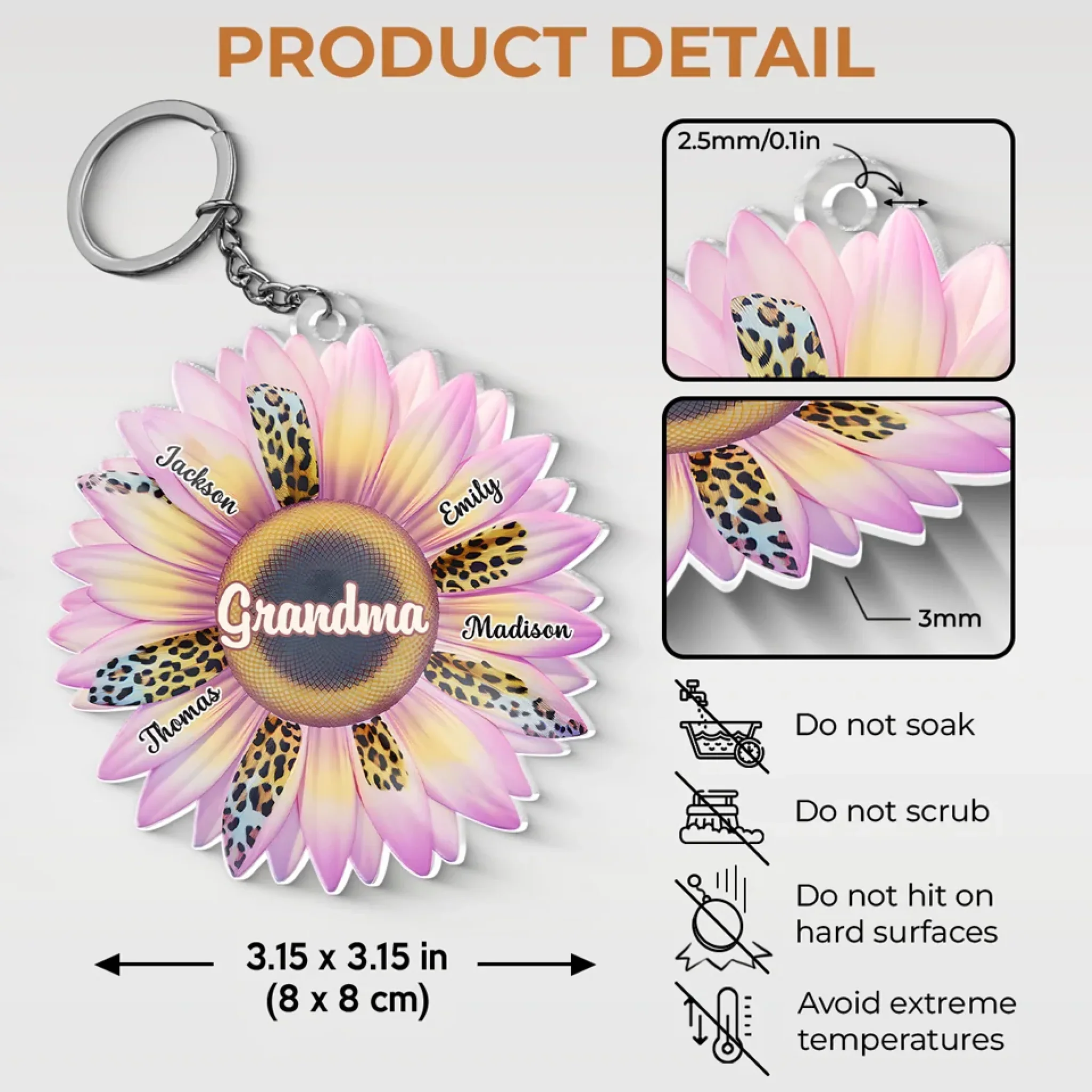 Grandma's Garden Is A Place Where Love Grows Wild - Family Personalized Custom Shaped Acrylic Keychain - Gift For Mom, Grandma - Image 5