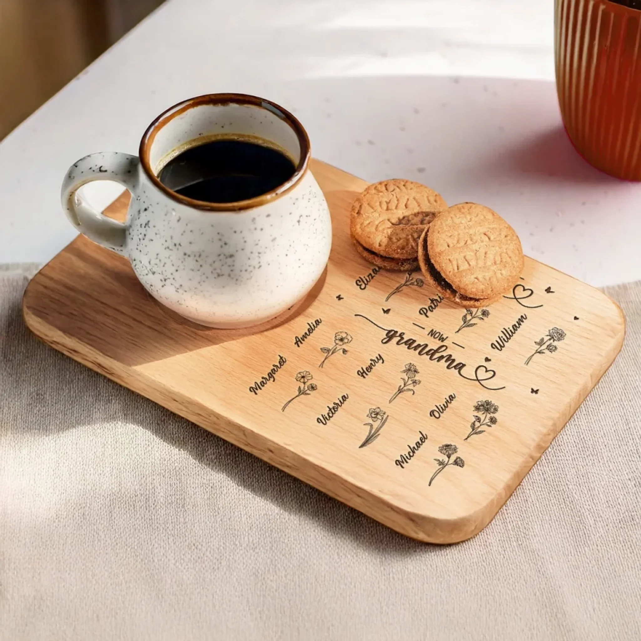 Grandma’s Garden Of Joy - Family Personalized Custom Engraved Wooden Tea & Snack Board - Mother's Day, Gift For Mom, Grandma - Image 3