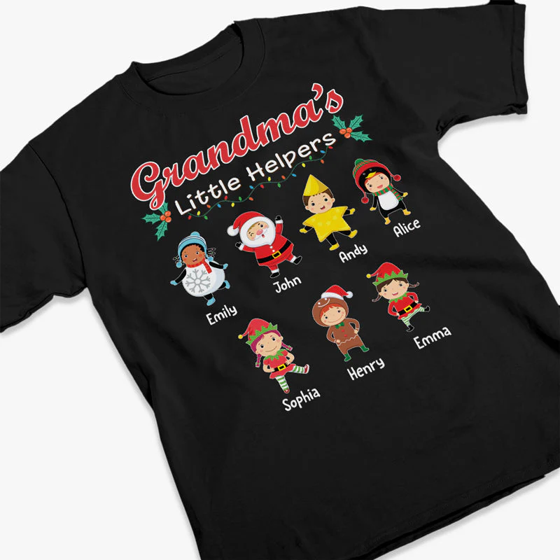 Grandma's Little Helpers - Family Personalized Custom Unisex T-shirt, Hoodie, Sweatshirt - Christmas Gift For Mom, Grandma - Image 2