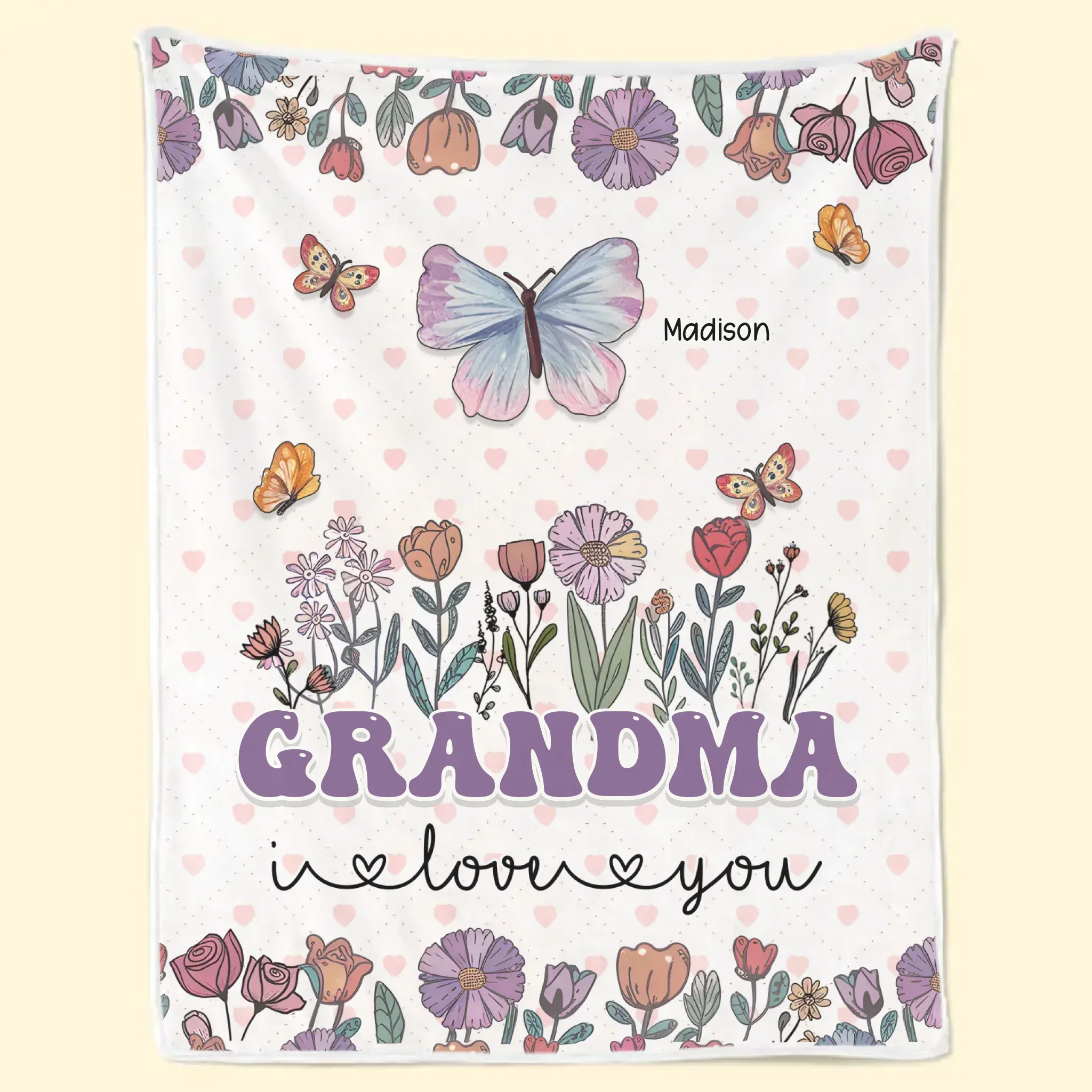 Grandma’s Love Blooms In Every Hug - Family Personalized Custom Blanket - Gift For Mom, Grandma - Image 2
