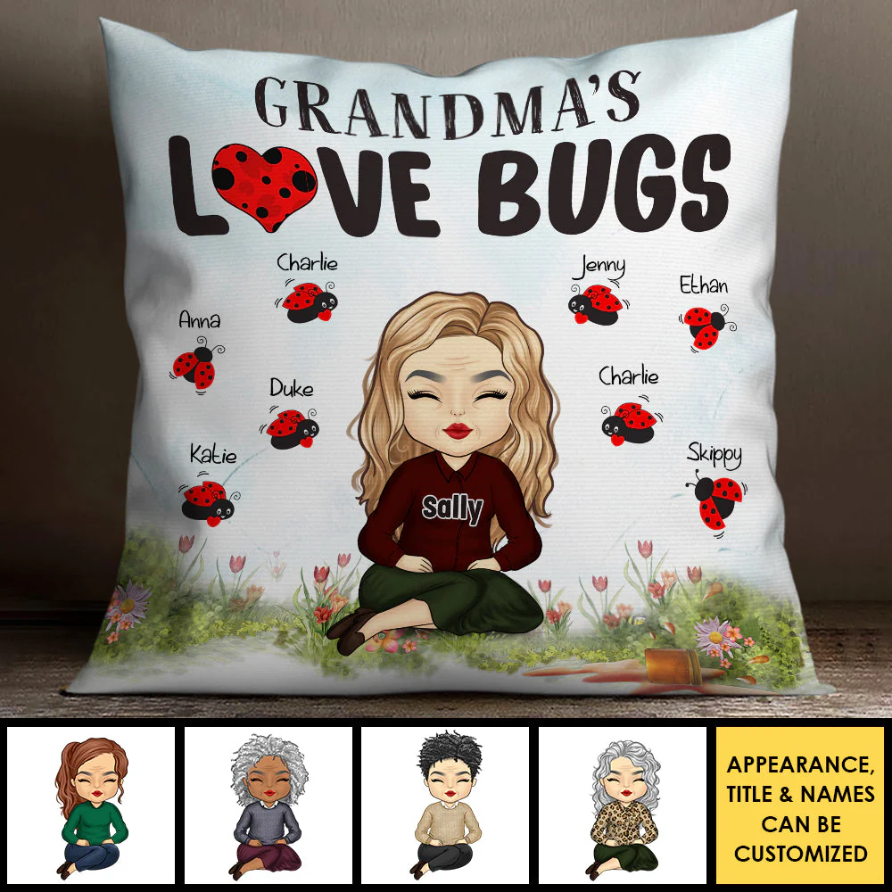 Grandma's Love Bugs - Gift For Grandma, Personalized Pillow - Image 4