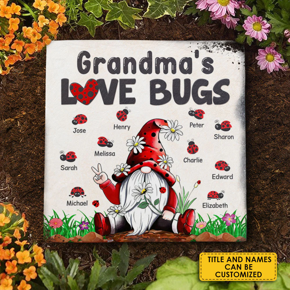 Grandma's Love Bugs - Personalized Garden Stone - Gift For Grandma, Grandparents - Image 3
