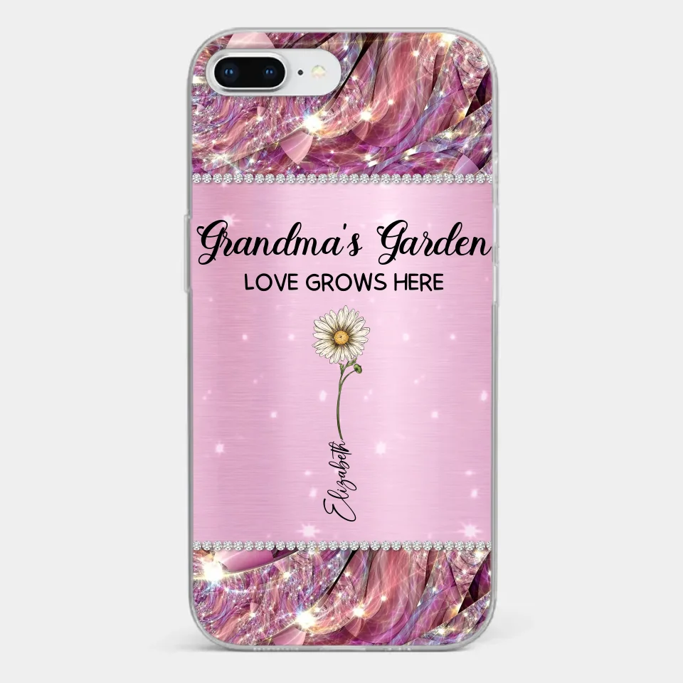 Grandma’s Love Doesn’t Grow Old, It Grows Deeper - Family Personalized Custom Faux Jewelry Effect Printed Clear Phone Case - Gift For Mom, Grandma - Image 3