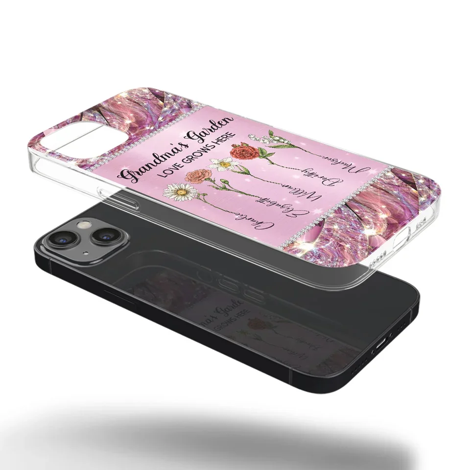 Grandma’s Love Doesn’t Grow Old, It Grows Deeper - Family Personalized Custom Faux Jewelry Effect Printed Clear Phone Case - Gift For Mom, Grandma - Image 33