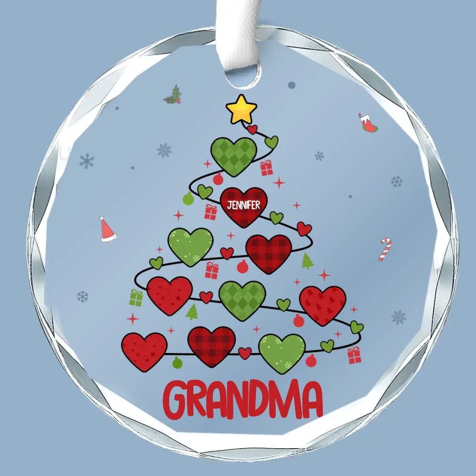 Grandma’s Love Is The Best Gift Of All At Christmas - Family Personalized Custom Circle Glass Ornament - Christmas Gift For Grandma - Image 2