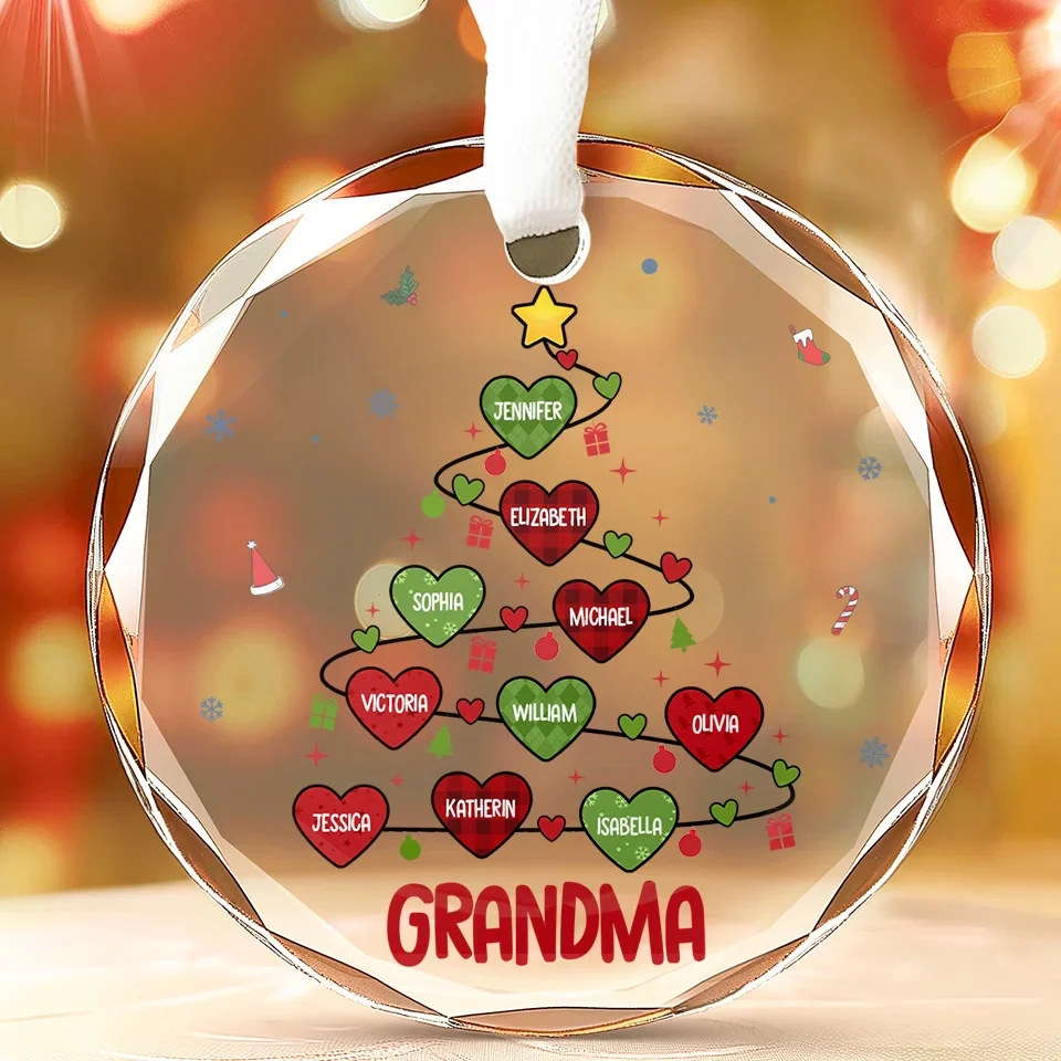 Grandma’s Love Is The Best Gift Of All At Christmas - Family Personalized Custom Circle Glass Ornament - Christmas Gift For Grandma - Image 3