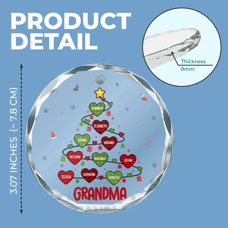 Grandma’s Love Is The Best Gift Of All At Christmas - Family Personalized Custom Circle Glass Ornament - Christmas Gift For Grandma - Image 4