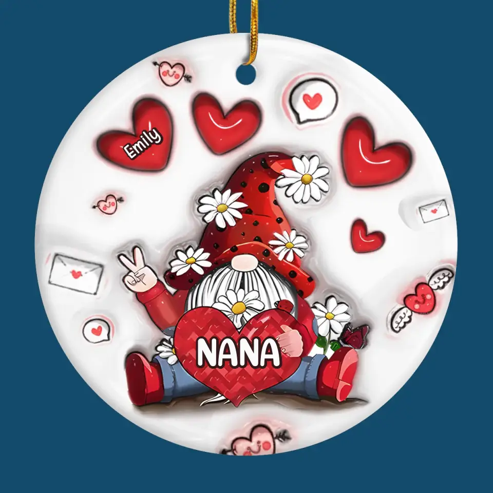Grandma's Love Is The Sweetest Gift Of All - Family Personalized Custom 3D Inflated Effect Printed Ornament - Ceramic Round Shaped - Christmas Gift For Mom, Grandma - Image 2