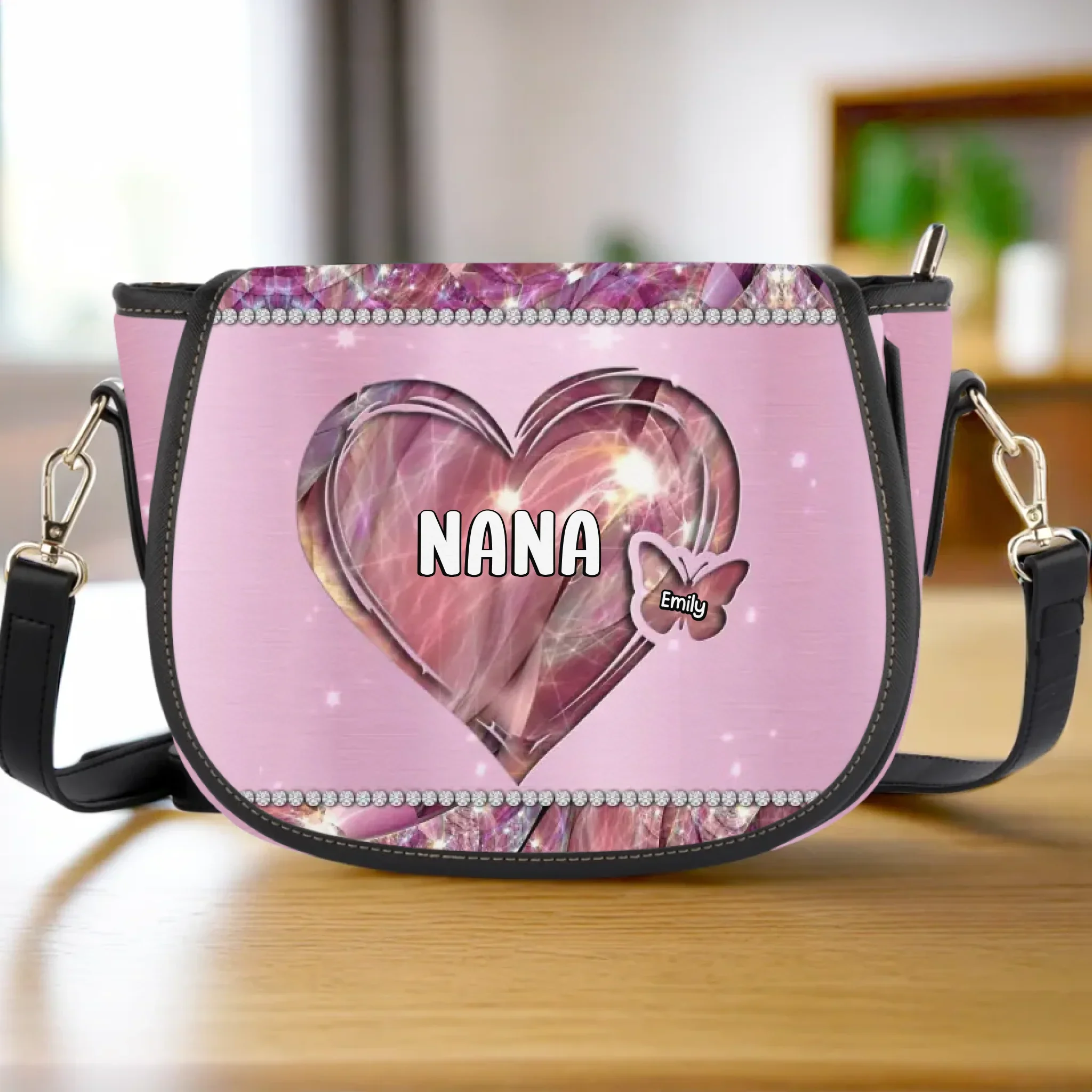 Grandma’s Love Makes Every Moment Magical - Family Personalized Custom Leather Saddle Bag - Mother's Day, Gift For Mom, Grandma - Image 2