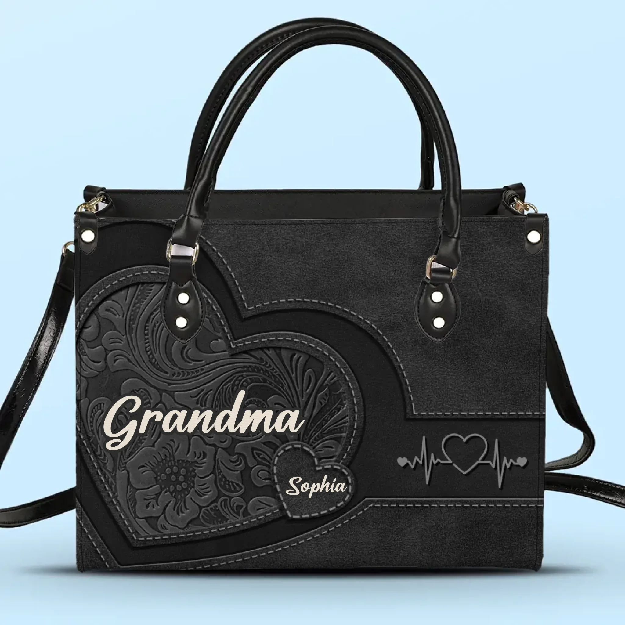 Grandmothers Are The Roots Of A Family Tree - Family Personalized Custom Leather Handbag - Gift For Mom, Grandma - Image 2