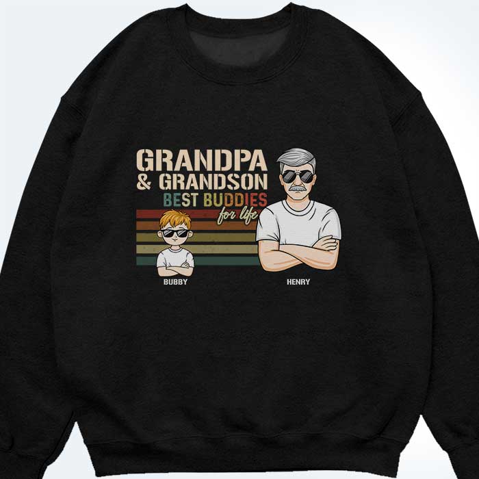 Grandpa And Grandson Best Buddies For Life - Personalized Unisex T-Shirt, Hoodie, Sweatshirt - Gift For Grandpa, Grandparents - Image 4