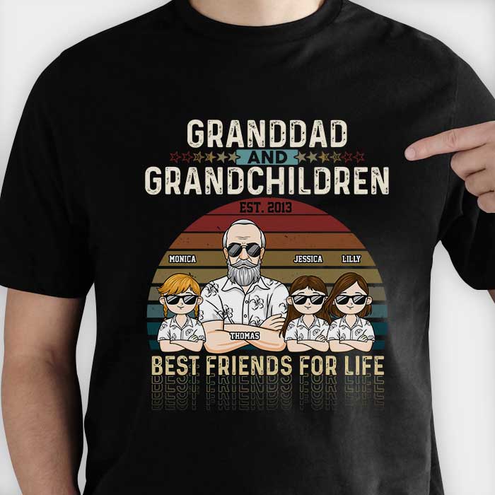 Grandpa & Grandkids Are Best Friends For Life - Personalized Unisex T-shirt, Hoodie, Sweatshirt - Gift For Grandpa, Grandparents