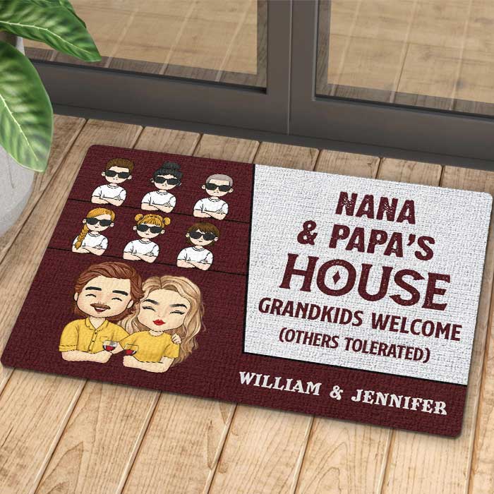 Grandpa & Grandma's House, Grandkids Welcome - Gift For Couples, Husband Wife - Personalized Decorative Mat - Image 4
