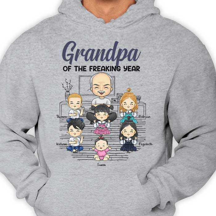 Grandpa Of The Freaking Year - Personalized Unisex T-shirt, Hoodie, Sweatshirt - Gift For Grandpa, Grandparents - Image 2