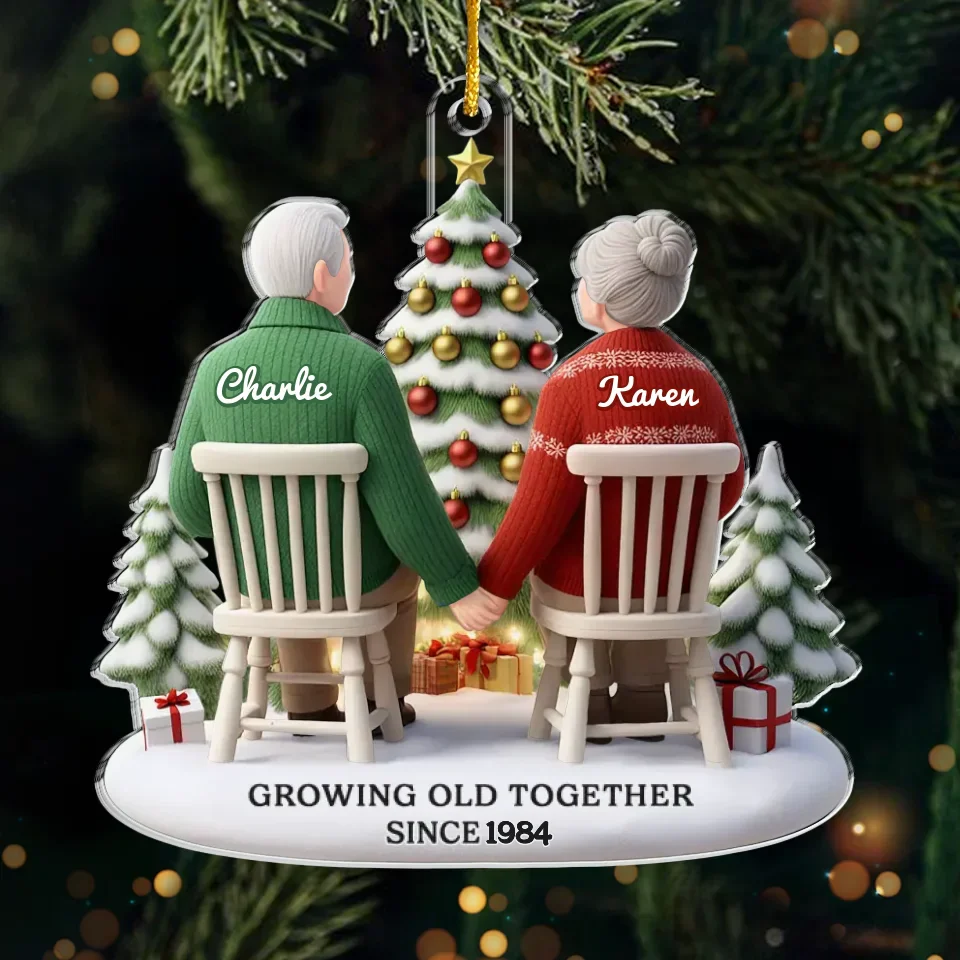 Growing Old Together - Couple Personalized Custom 3D Inflated Effect Printed Ornament - Acrylic Custom Shaped - Christmas Gift For Husband Wife, Anniversary - Image 2