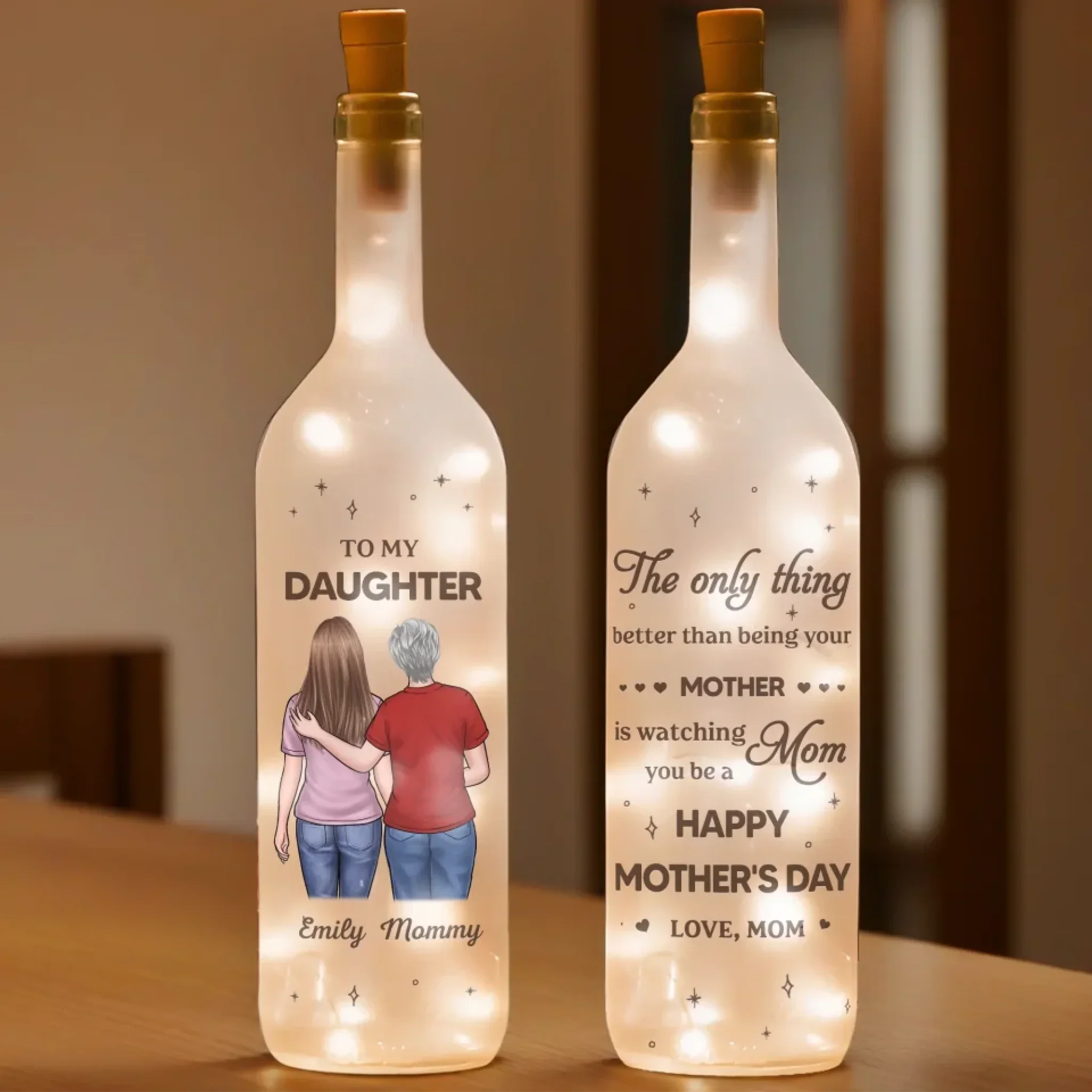 Growing Together In Love - Family Personalized Custom Bottle Lamp - Mother's Day, Gift For Mom, Daughter - Image 3