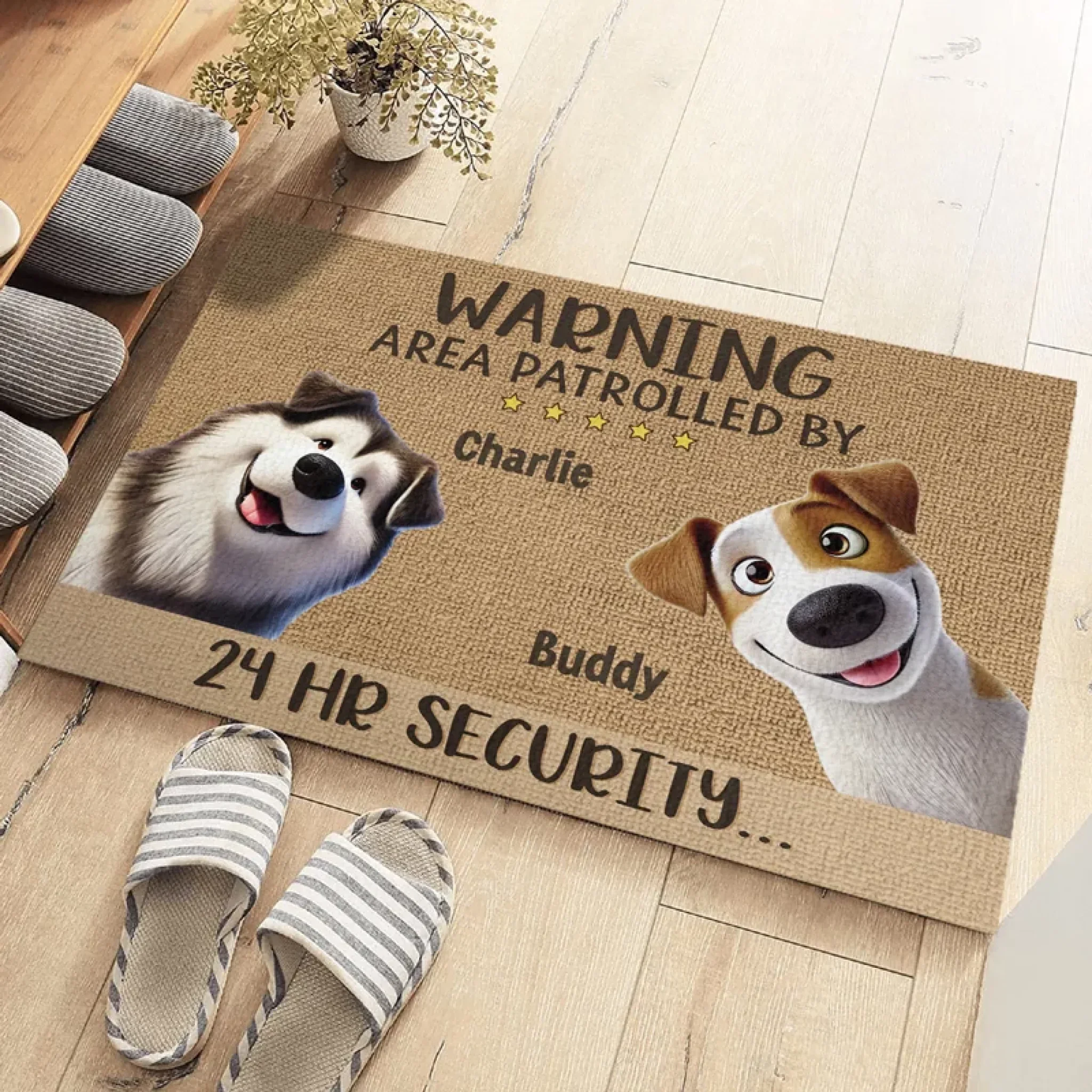 Guard Dogs With Wagging Tails - Dog Personalized Custom Home Decor Decorative Mat - House Warming Gift For Pet Owners, Pet Lovers - Image 3