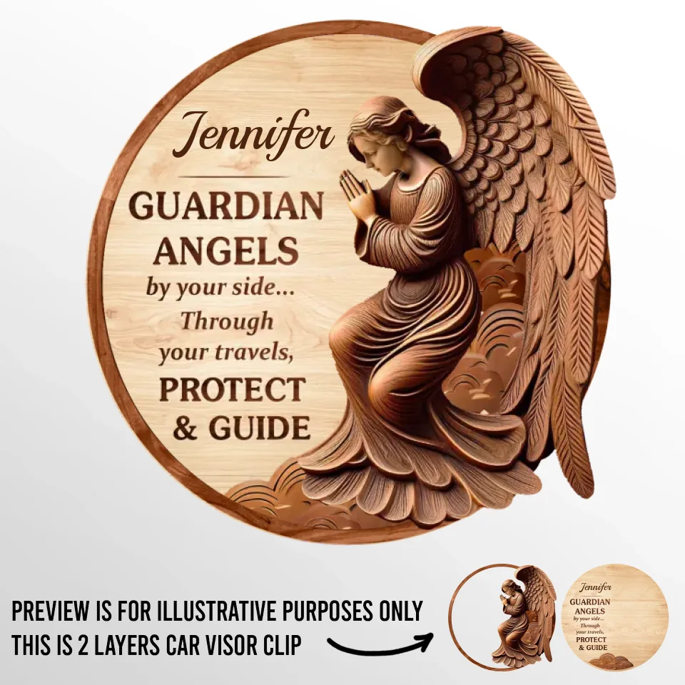 Guardian Angels By Your Side	- Family Personalized Custom Car Visor Clip - Gift For Son, Daughter, Grandson, Granddaughter - Image 2