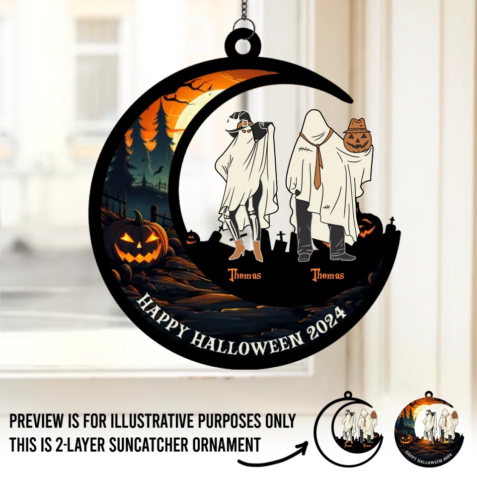 Halloween Brings Us Together For Fun And Laughter - Family Personalized Window Hanging Suncatcher - Halloween Gift For Family Members - Image 2