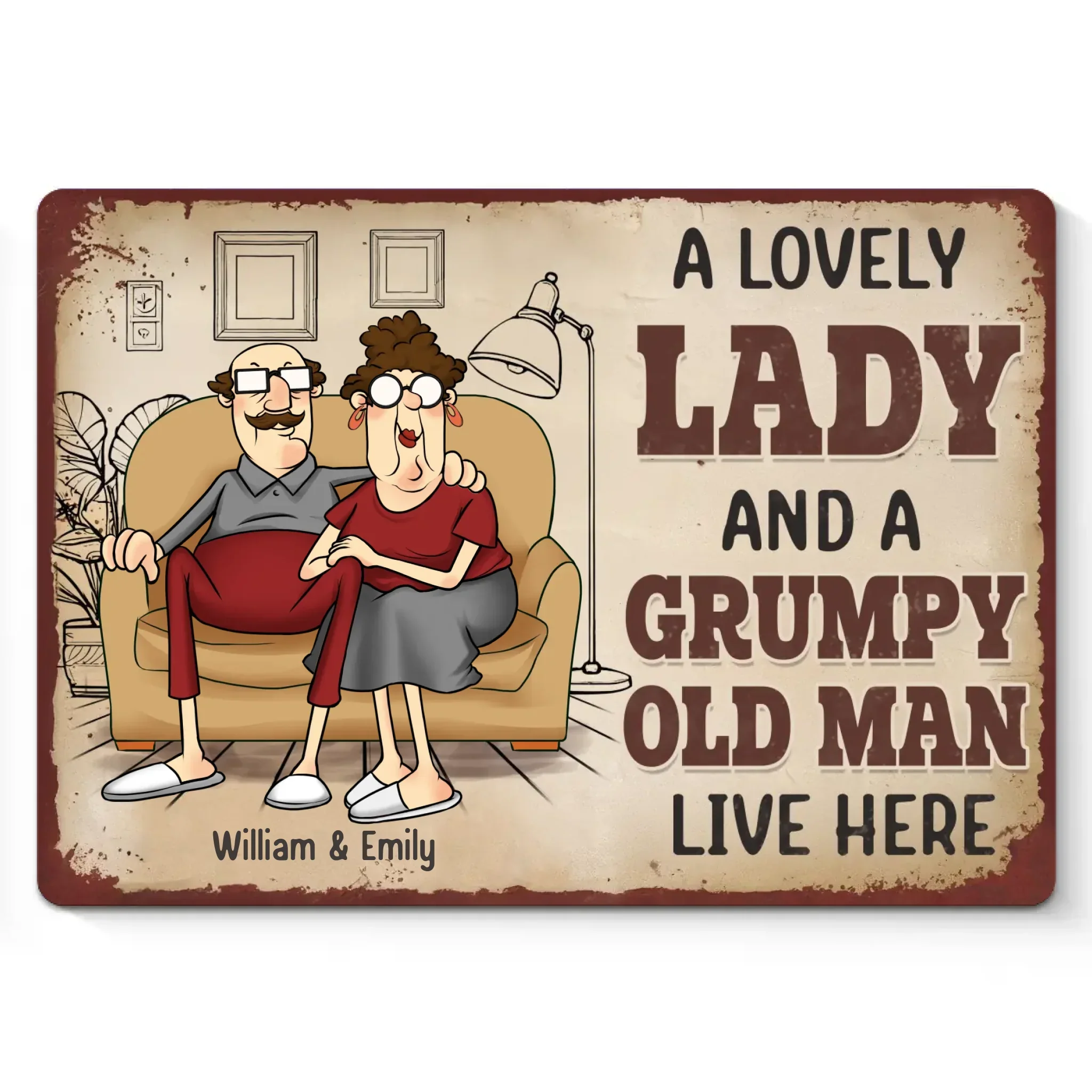 Happily Ever After, With A Side Of Grump - Couple Personalized Custom Home Decor Metal Sign - House Warming Gift For Husband Wife, Anniversary - Image 2