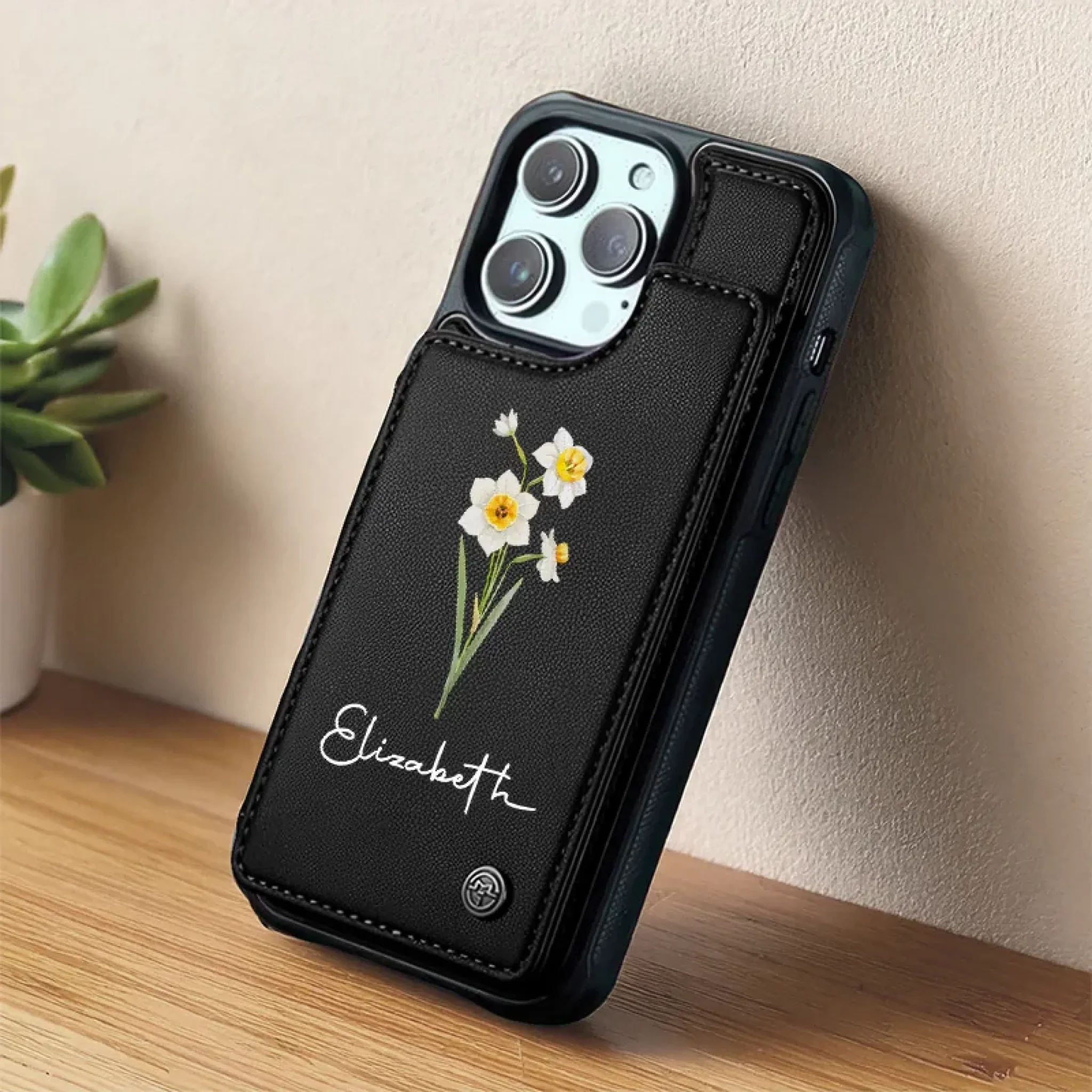 Happiness Blooms From Within - Family Personalized Custom Leather Flip Wallet Phone Case - Gift For Yourself, Best Friends, Siblings, Family Members - Image 5