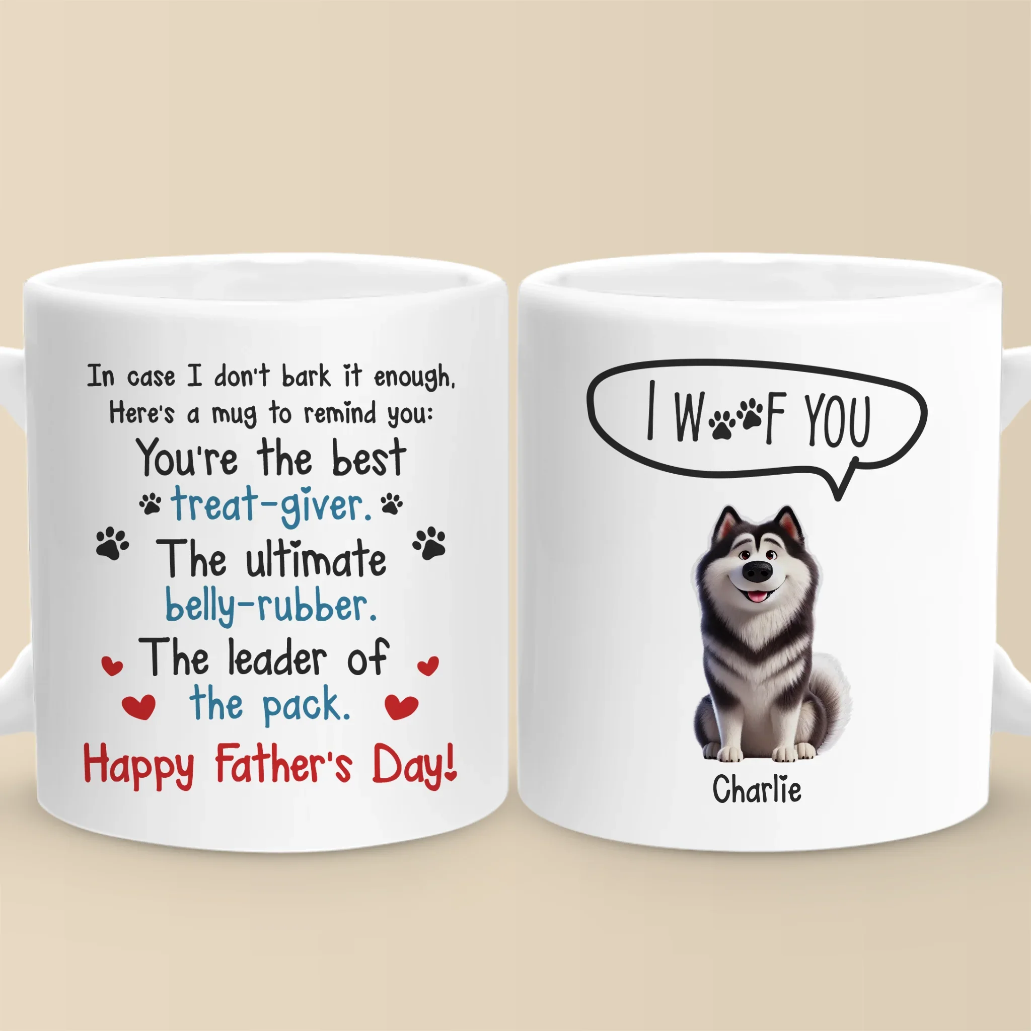 Happiness Has Four Paws - Dog Personalized Custom Mug - Father's Day, Gift For Pet Owners, Pet Lovers - Image 2