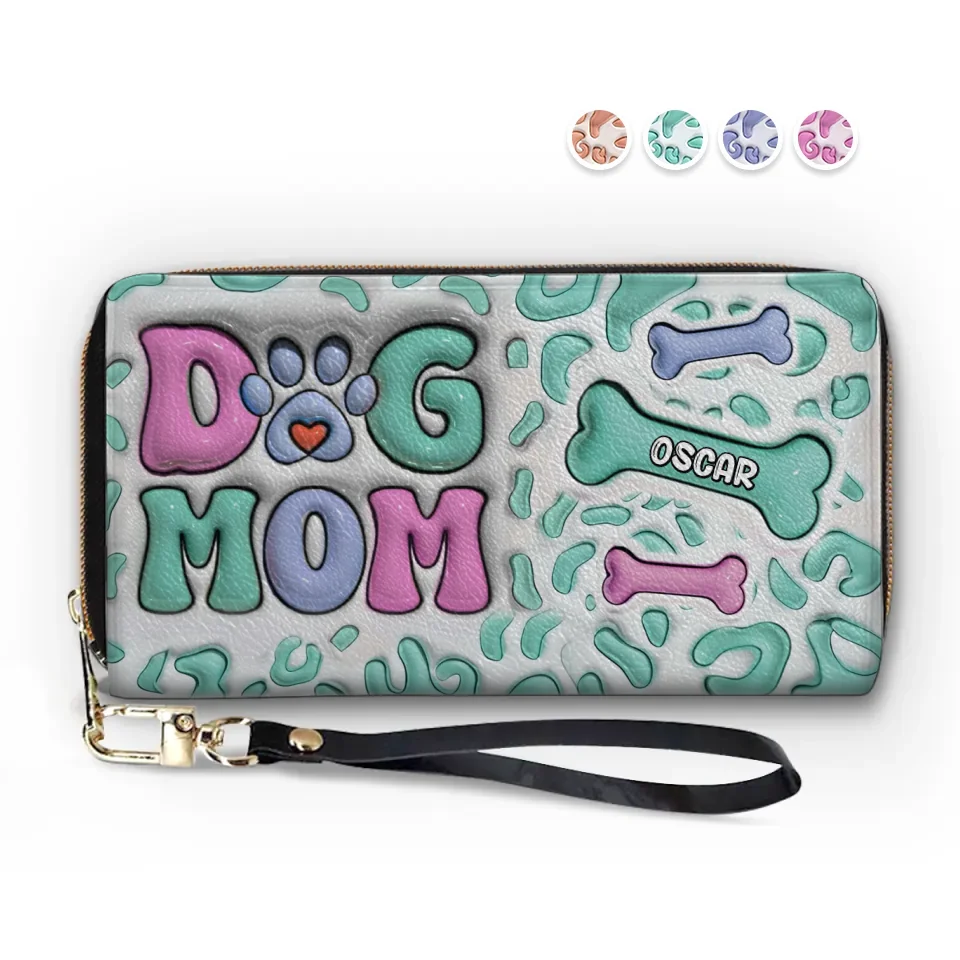 Happiness Is A Bone And A Wagging Tail - Dog Personalized Custom 3D Inflated Effect Printed Leather Long Wallet -  Gift For Pet Owners, Pet Lovers - Image 2