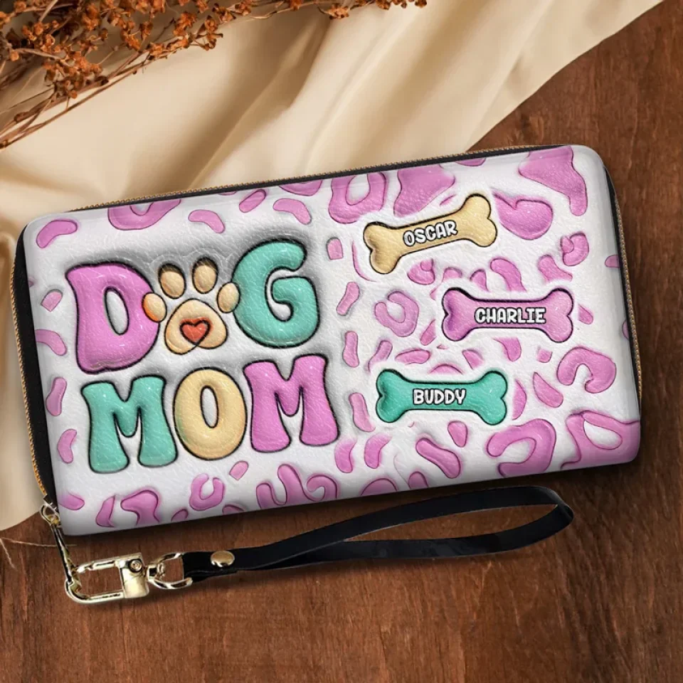 Happiness Is A Bone And A Wagging Tail - Dog Personalized Custom 3D Inflated Effect Printed Leather Long Wallet -  Gift For Pet Owners, Pet Lovers - Image 3
