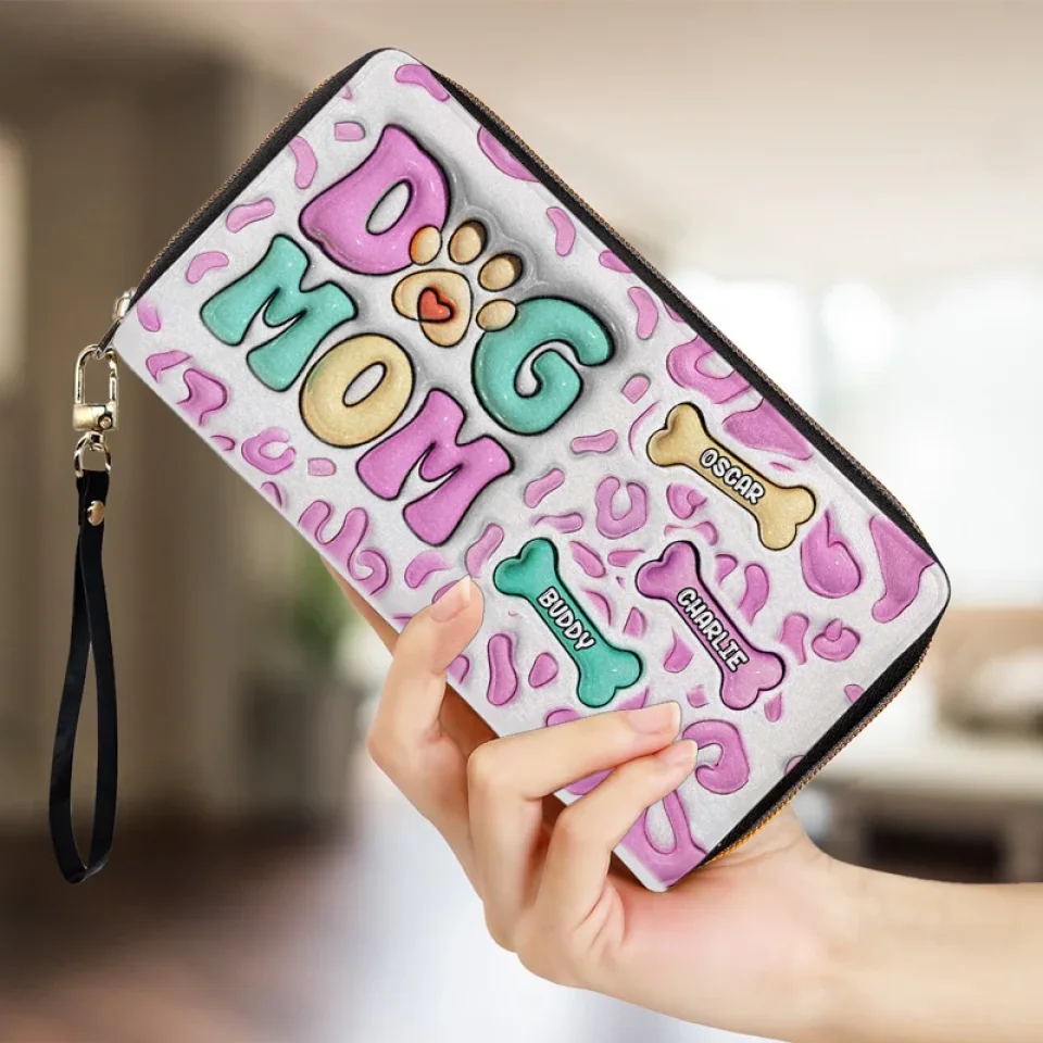 Happiness Is A Bone And A Wagging Tail - Dog Personalized Custom 3D Inflated Effect Printed Leather Long Wallet -  Gift For Pet Owners, Pet Lovers - Image 4