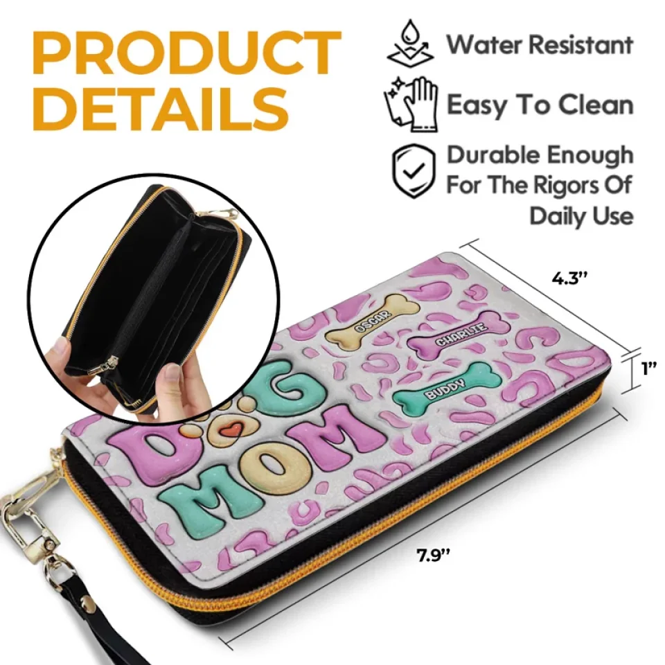 Happiness Is A Bone And A Wagging Tail - Dog Personalized Custom 3D Inflated Effect Printed Leather Long Wallet -  Gift For Pet Owners, Pet Lovers - Image 6