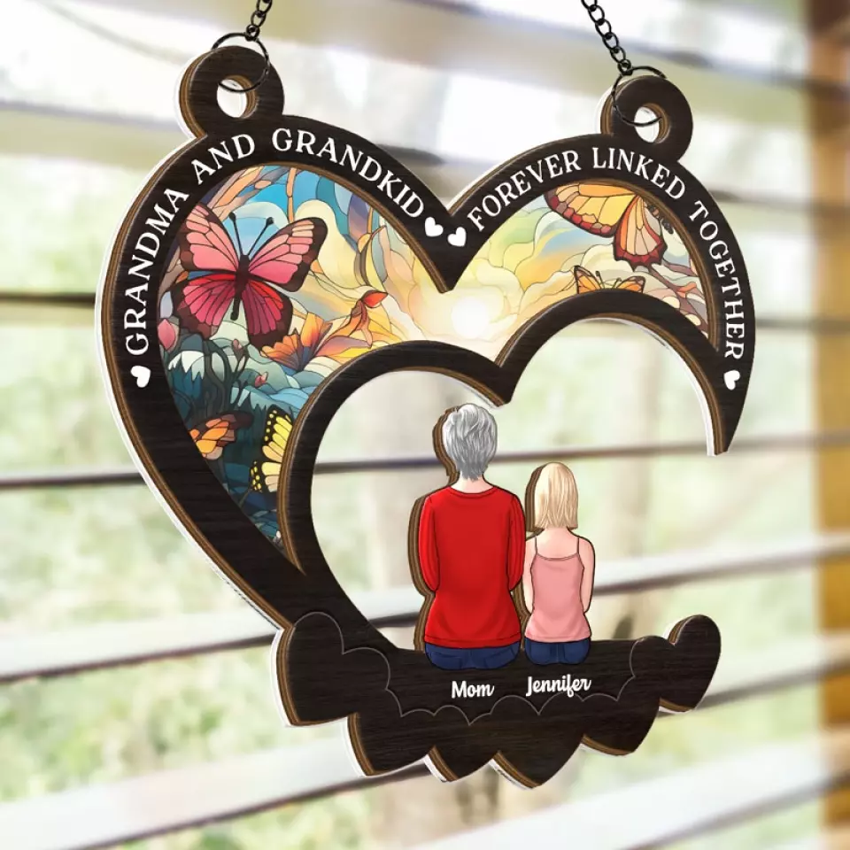 Happiness Is A Grandchild’s Hug - Family Personalized Window Hanging Suncatcher - Gift For Grandma - Image 4