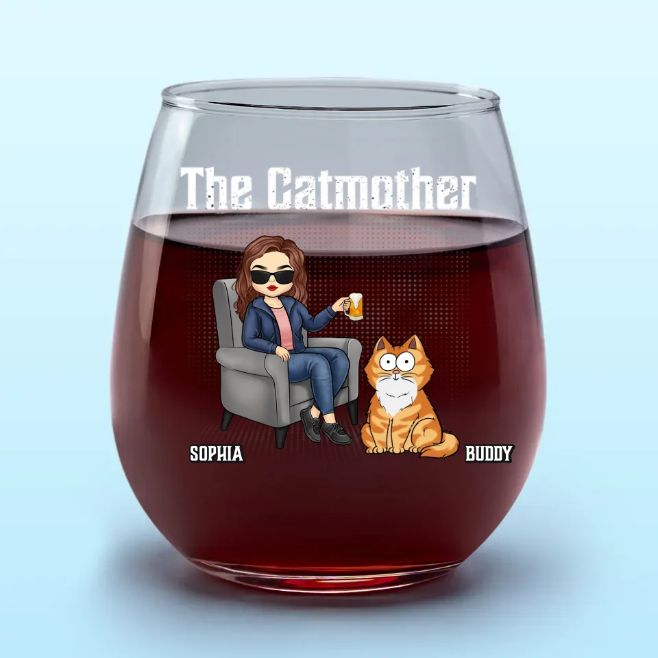 Happiness Is A Purring Cat - Cat Personalized Custom Wine Glass - Gift For Pet Owners, Pet Lovers - Image 2
