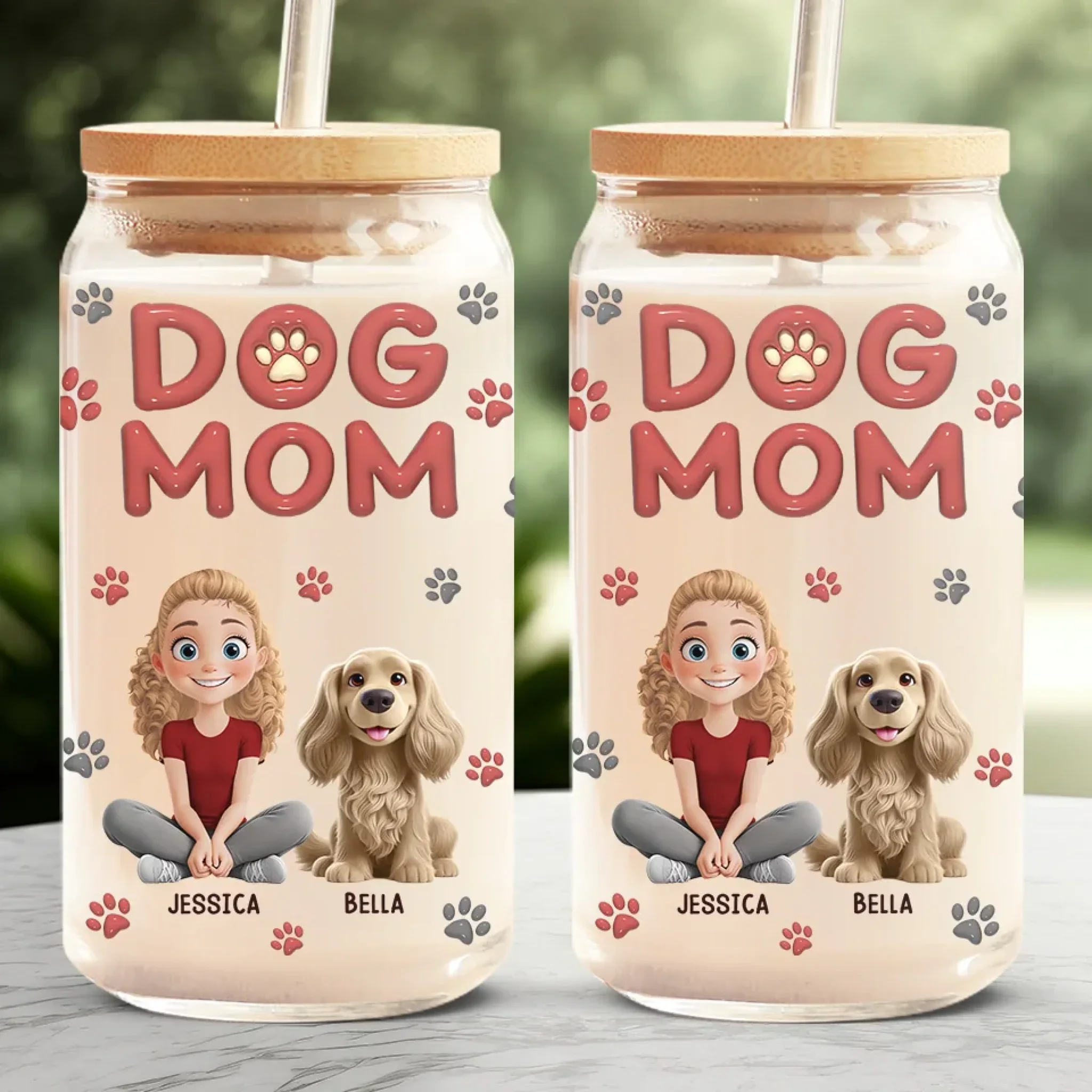 Happiness Is A Wagging Tail - Dog & Cat Personalized Custom Glass Cup, Iced Coffee Cup -  Gift For Pet Owners, Pet Lovers - Image 3