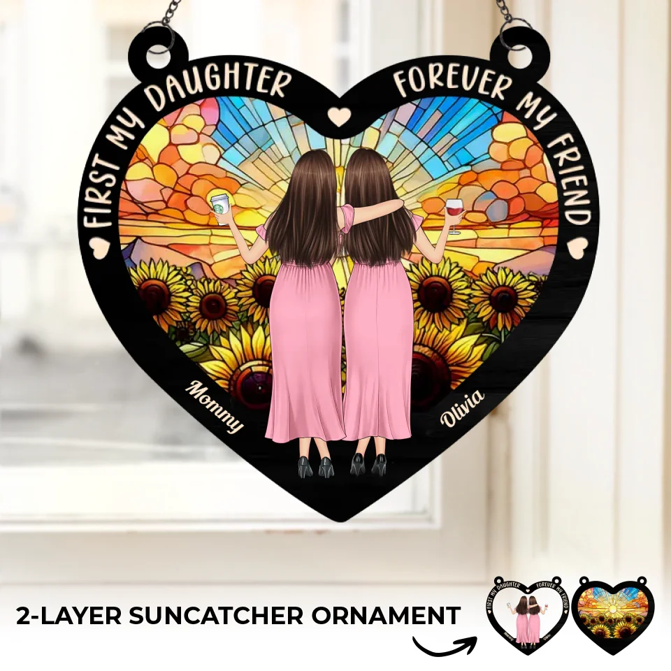 Happiness Is Mother And Daughter Time - Family Personalized Window Hanging Suncatcher - Gift For Mom, Daughter - Image 2