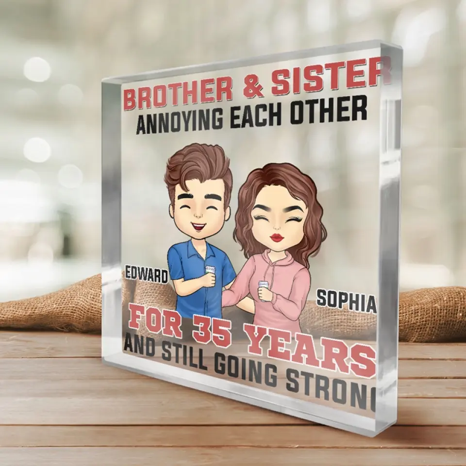 Happiness Is Seeing Your Sibling Smile - Family Personalized Custom Square Shaped Acrylic Plaque - Gift For Siblings, Brothers, Sisters - Image 3