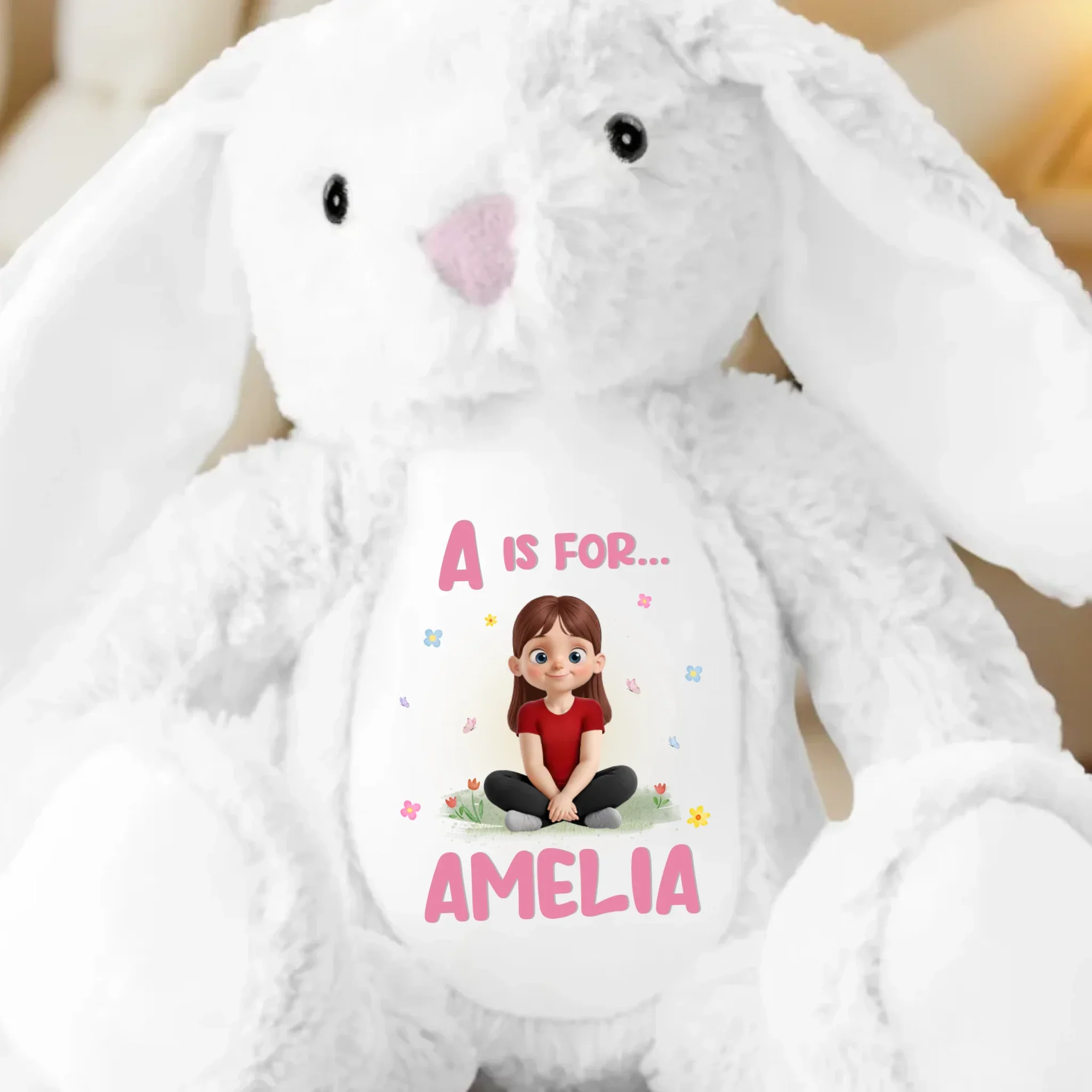 Happiness Is Soft And Fuzzy - Family Personalized Custom Easter Bunny Plush - Gift For Family Members - Image 2