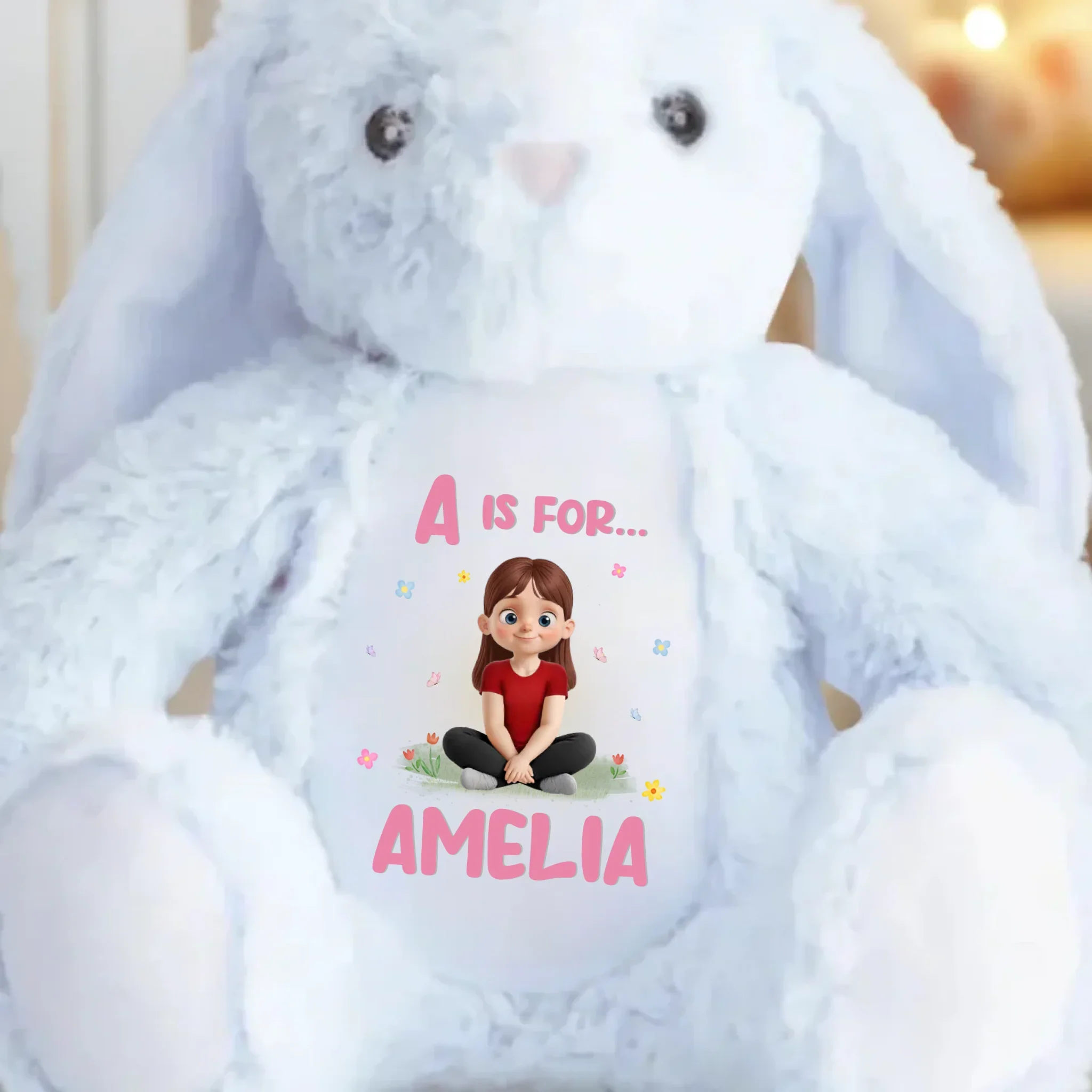 Happiness Is Soft And Fuzzy - Family Personalized Custom Easter Bunny Plush - Gift For Family Members - Image 3