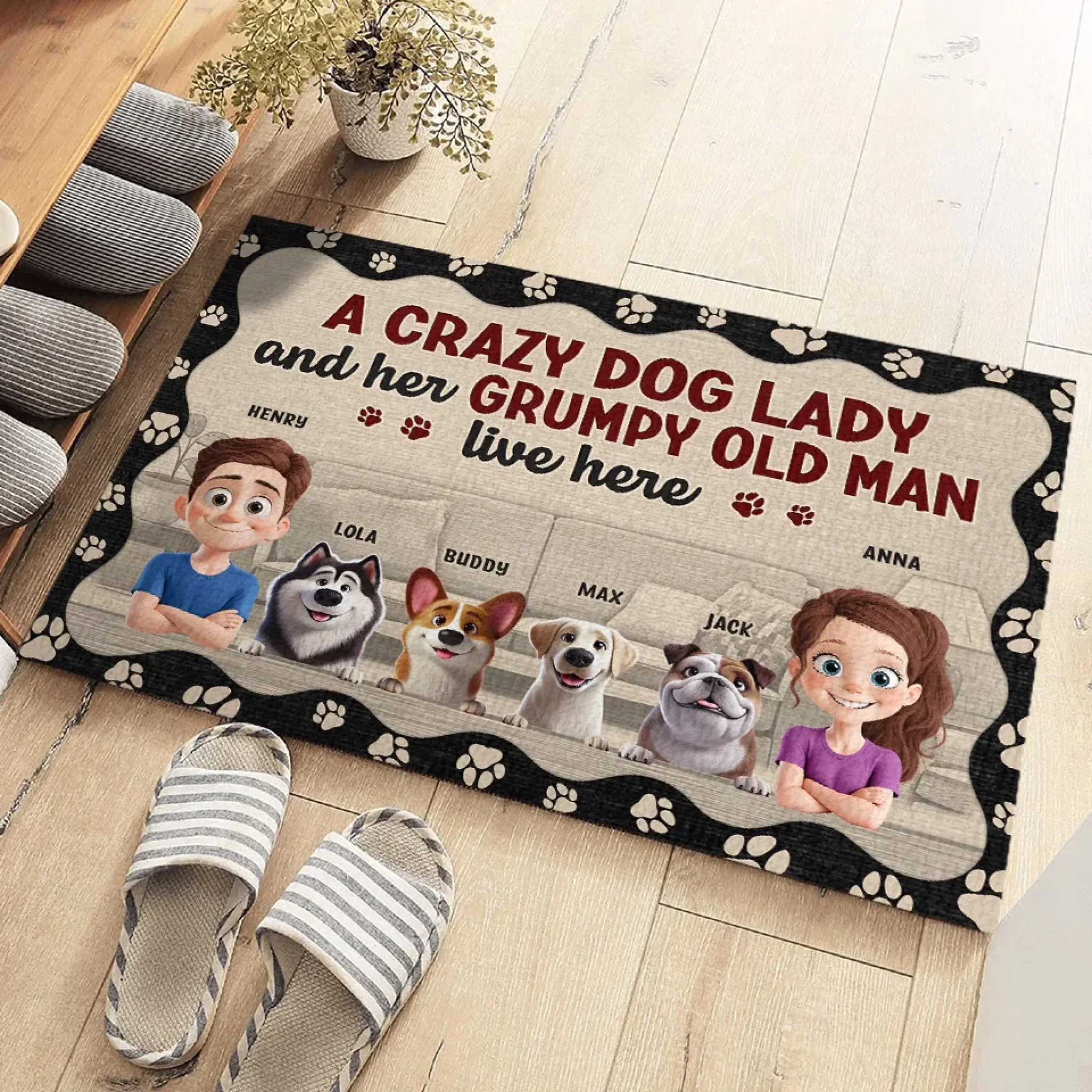 Happiness Starts With A Wagging Tail - Dog Personalized Custom Home Decor Decorative Mat - House Warming Gift For Pet Owners, Pet Lovers - Image 3
