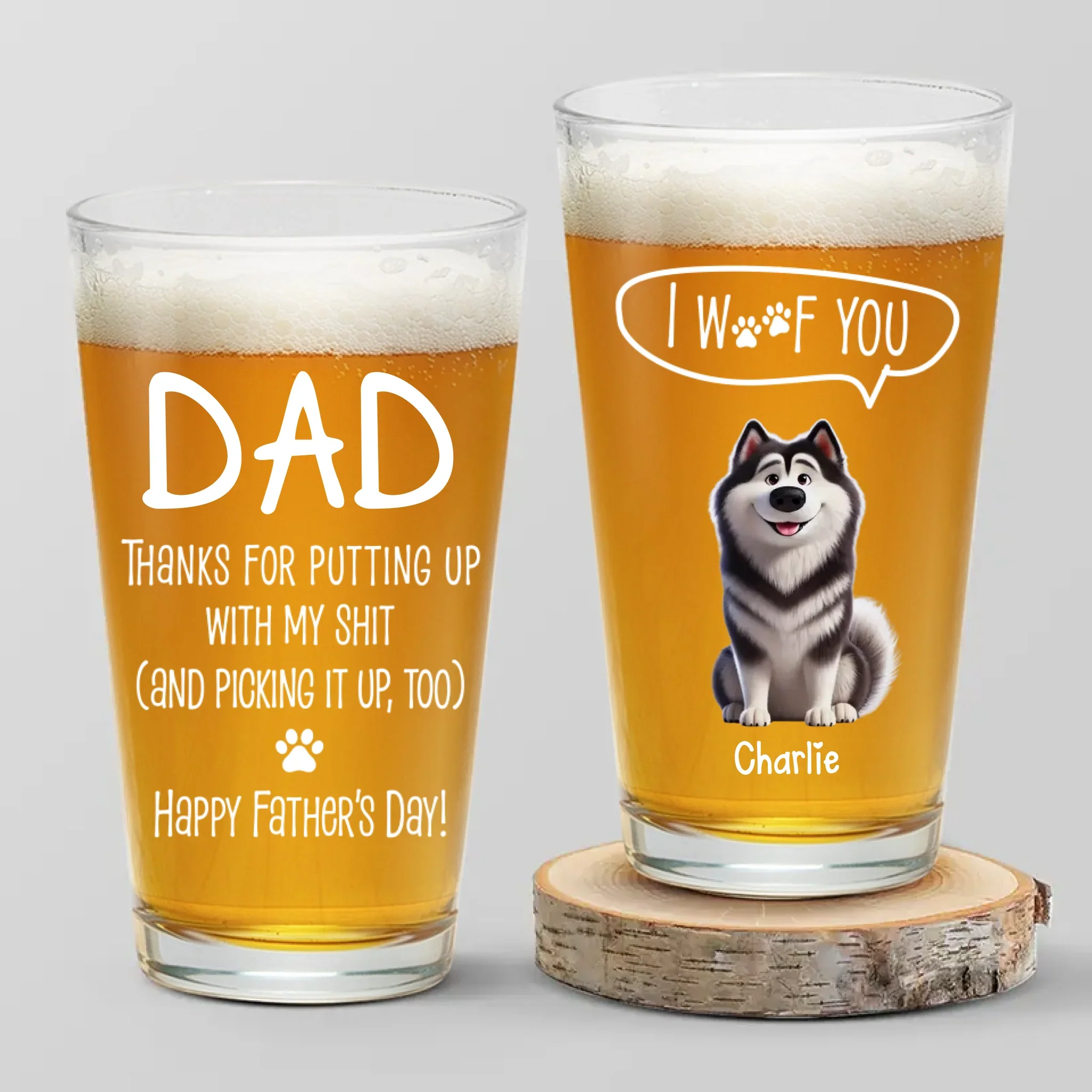 Happy Father's Day To My Snack Provider - Dog Personalized Custom Beer Glass - Father's Day, Gift For Pet Owners, Pet Lovers - Image 2